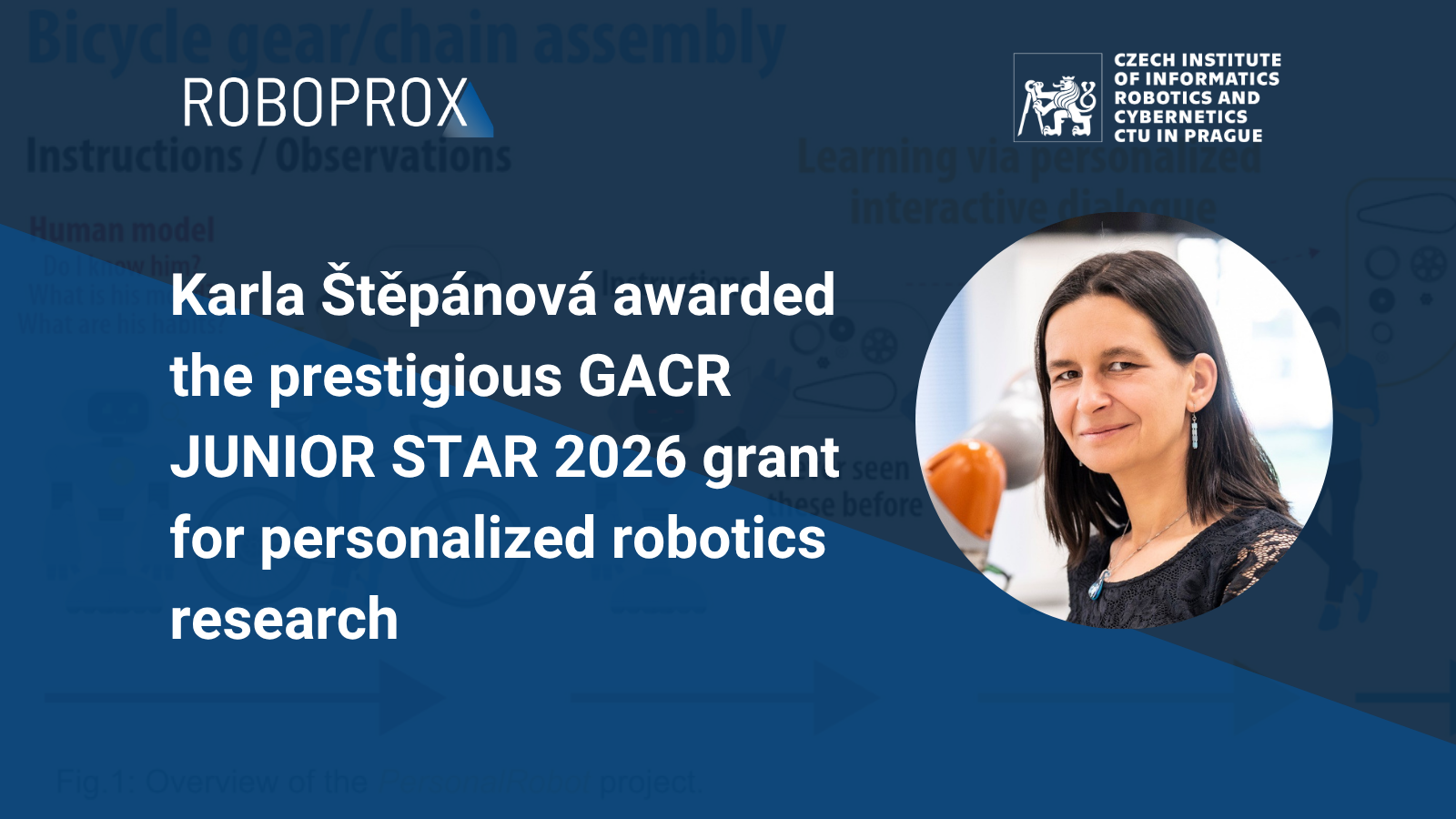Karla Štěpánová awarded the prestigious GACR JUNIOR STAR 2026 grant for personalized robotics research